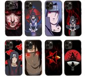 D-37 Naruto Itachi Funda Blanda Negra para iPhone 16 15 Plus 14 13 Mini 12 11 Pro 8 6 6S SE 5 XR XS Max Realme C30 C33 C32 9I VIVO V29 V27 V23 Y36 iPhone 7 cuero de búfalo
