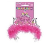 Unique Party Tiara esponjosa de feliz cumpleaños One Size plata/color rosa