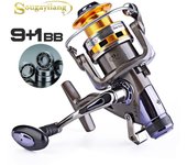 Carrete de pesca giratorio 10BB 30-60 con carretes de sistema de freno de doble arrastre delantero y trasero para pesca de carpa KS30