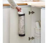Dispensador de malla de plástico para cocina, organizador de bolsas de basura, soporte, bolsa de almacenamiento, bolsas de basura gris