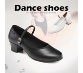Zapatos de baile modernos para mujer, punta cerrada, suela suave, tacones medios, zapatos de baile de salón 34 negro