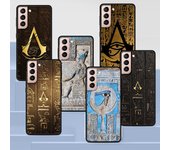 Funda de silicona negra con el símbolo egipcio Nefertiti y Anubis para Samsung Galaxy S22 Ultra, S21, S20 FE, S10, S9, S8 Plus, S10e y S7 Edge. Samsung S22 5G