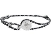 Altesse [R5729] - Bracelet Argent artisanal 'Rose des Vents' gris argenté (rhodié) - 12 mm
