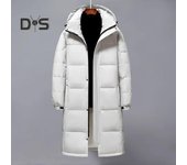 Chaqueta de algodón para hombre y mujer, con capucha, cordón ajustable, manga larga, cálida, color sólido, largo medio, gruesa, acolchada, para exteriores S gris