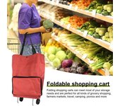 Carrito de compras plegable con ruedas, gran capacidad, diseño plegable, impermeable, portátil, para tirar con la mano azul