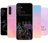 Funda de teléfono Kpop con línea de corazón y flores Love Yourself para Samsung Galaxy A55 A54 A53 A52 A15 A14 A13 A12 A35 A34 A33 A32 A25 A24 A23 A Samsung A15