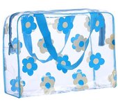 Bolsas de maquillaje de PVC transparente, portátiles, con diseño floral, impermeables, para mujer, para viajes, artículos de aseo y ducha. verde
