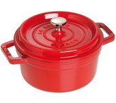 Maceta Staub Cocotte Redonda de Cereza, Esmalte Fundido a Mano. Producto Japonés Compatible con IH. Número de Serie: La Cocotte Redonda  Pico 20cm  [Número Autorizado]