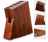 Soporte para cuchillos de madera de Acacia, estante para almacenamiento y colocación de cuchillos para el hogar y cocina con 6 ranuras, soporte para cuchillos de madera para encimera de cocina
