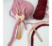 Horquilla de madera para trenzar con punta doblada, aguja para trenzar, horquilla de madera para tejer, herramienta para trenzar, juego de herramientas multifuncionales para trenzar