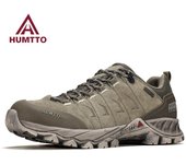 HUMTTO Zapatos deportivos antideslizantes para senderismo para hombre, zapatos de cuero genuino para hombre, zapatillas de seguridad para exteriores de invierno, botas de trekking transpirables 39 beige/gris
