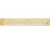 Amscan Dorado (50) Banner de aniversario de boda One Size blanco/oro