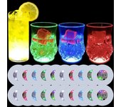 Posavasos con luces LED de 3 modos que funcionan con pilas, almohadillas luminosas para vasos, lámparas, botellas de licor, posavasos, barras, decoración para fiestas 5PCS blanco