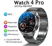 Nuevo reloj inteligente con GPS para hombre GT4 Pro, pantalla HD de 360 x 360, control del ritmo cardíaco, llamadas por Bluetooth, NFC, IP68 silicone strap negro