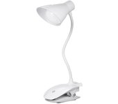 Clip portátil en luz de escritorio LED 3 niveles de brillo USB recargable 360 ​​grados abrazadera de cuello Flexible ojo blanco