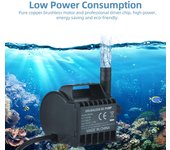 Bomba de agua sumergible, bomba de fuente pequeña eléctrica de 500L/H con elevación máxima de 4,9 pies, cable USB de 6,5 pies y QR70A negro