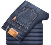 Pantalones vaqueros rectos elásticos para hombre, ideales para usar en las cuatro estaciones, ideales para negocios, con pierna recta y modernos pantalones casuales. 28