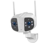 Cámara de seguridad de doble lente 1080P cámara binocular inalámbrica Wifi cámara interior al aire libre 180 grados blanco