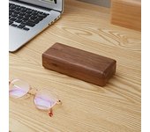 Estuche portátil de madera maciza para gafas de miopía de nogal negro, caja de almacenamiento de madera