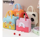Bolsa para el almuerzo, bolsa para el almuerzo, bolsa bento portátil con dibujos animados, bolsa multifuncional con aislamiento para mantener el frío azul