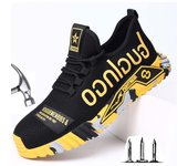 Zapatillas de trabajo, zapatos con punta de acero, zapatos de seguridad para hombres, zapatos de trabajo a prueba de pinchazos, botas, calzado de seguridad indestructible a la moda 36 fluorescente verde