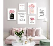 Arte de pared de moda de estilo escandinavo, cosméticos con Perfume, pinturas de pared modernas, cuadro decorativo para dormitorio de mujer, maquillaje sin marco 21*30cm