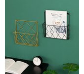 Estante de almacenamiento para colgar en la pared, ideal para el hogar, la habitación, revistas, periódicos, estudio, oficina, ganchos, archivadores, expositor de sobremesa. negro