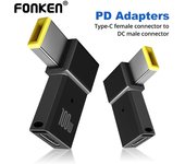 Fonken 100W USB tipo C hembra a cuadrado PD convertidor de enchufe USB-C Cable De Carga Rápida Thinkpad Laptop DC conector adaptador de corriente negro