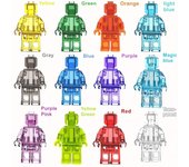 12 piezas/set de minifiguras de color transparente, figuras de acción DIY, muñecos de bloques de construcción fáciles de ensamblar, juguetes educativos, regalo para niños varios colores