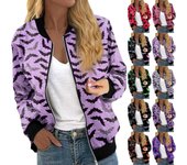 Chaquetas para mujer de manga larga, ligeras, con cremallera, recortadas, con estampado de moda, prendas de vestir exteriores, chaquetas acolchadas informales con bolsillos XXL