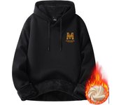 Sudadera acolchada con capucha negra de moda para hombre, suéter de algodón nuevo de primavera, otoño e invierno para hombre, chaqueta holgada gruesa M: recommended 80-55kg