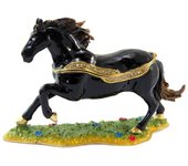 Les Trésors De Lily [P5734] - Joyero 'Caballo negro' de oro negro - 12. 5x8. Los 5x4cm blanco