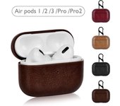 Funda protectora de cuero para Apple AirPods 2/3/4/Pro2: disponible en cuatro colores AirPods 1/2 negro