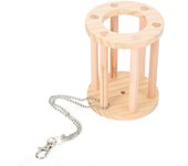 Jaula de madera para mascotas, chinchilla, hámster, cobayas, juguete para masticar, cesta de hierba, patio de juegos(Suspendido)