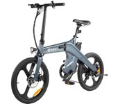 Bicicleta eléctrica DYU T1 de 20 pulgadas con sensor de par, motor de 36 V y 250 W, velocidad máxima de 25 km/h, batería extraíble de 10 Ah, frenos de disco mecánicos gris