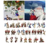 Adorno de calendario de adviento de oso polar navideño, adornos de árbol de acrílico de dibujos animados, cuenta regresiva de 24 días para colgar