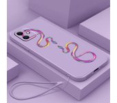 Funda de silicona con borde recto y diseño de serpiente en color negro y dorado N73 con cordón para Xiaomi Poco X5 Redmi Note13 Pro 12C Realme C55 Huawei Funda a prueba de golpes Xiaomi 10T Pro/10T