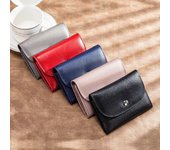 Nuevas carteras de cuero genuino de moda para mujer, billetera corta para mujer, monedero pequeño con cremallera, carteras pequeñas de marca para mujer azul