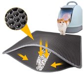 Almohadilla de arena para gatos EVA de doble capa, impermeable, antideslizante, filtro de lavabo de arena, colchón lavable para perros y gatitos, alfombrilla para suelo, suministros para limpieza de mascotas 11.8x11.8in(30x30cm) negro