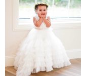 Vestidos blancos de damas de honor para niños, vestidos de fiesta para niñas, disfraz de desfile, vestido de princesa de primera comunión para niña, cumpleaños, boda y graduación 120CM blanco