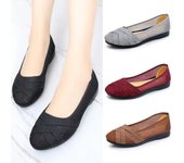 Zapatos planos de tela cómodos a la moda para mujer, zapatos mocasines para mujer 37 rojo vino