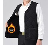 Chaleco para hombre, cuello en V, sin mangas, de color sólido, de un solo pecho, con bolsillos, forro de felpa grueso, chaqueta acolchada con parte inferior L gris