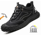 Zapatos de trabajo negros antipinchazos, zapatos de seguridad ligeros e impermeables, zapatillas antideslizantes para hombre, zapatos de trabajo indestructibles 37