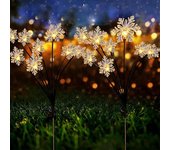 Luces solares de estrella de copo de nieve de 6 cabezas, luces de césped y jardín, luz de abeja luciérnaga para exteriores, decoración de camino de Patio de Navidad 5pcs