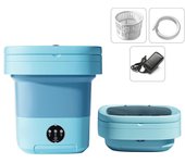 Mini lavadora portátil de 8L con esterilización UV, secadora giratoria plegable con drenaje de cesta de drenaje UK Plug azul