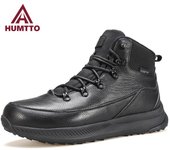 Botas de cuero HUMTTO para hombre, zapatos de plataforma de invierno de diseñador de lujo, botines de nieve de goma negros, zapatillas de trabajo impermeables 39 negro