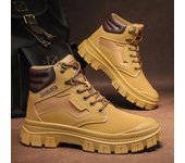 Botas clásicas retro de motociclista a la moda para hombre, zapatos casuales de caña alta, botas de senderismo antideslizantes con plataforma y cordones para hombre 38