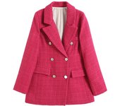 GMXIA Chaquetas y abrigos con cuello tipo POLO de manga larga para otoño e invierno con estampado de Color sólido informal vintage para mujer XS blanco