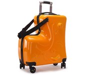 Maleta de viaje para niños de 20 pulgadas con ruedas giratorias, bolsa de equipaje multifunción con ruedas de caballo de Troya, bolsa de equipaje con ruedas y Asa naranja