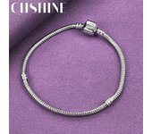 Pulsera de cadena de serpiente de plata esterlina 925 de CHSHINE para mujer, joyería de moda para fiesta de bodas, cadena con hebilla para sombrero 20CM 8inches
